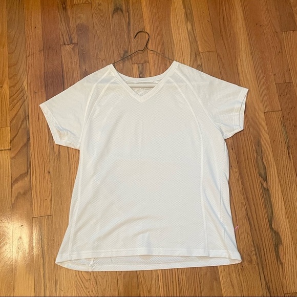 Russell Athletic White V Neck Tee Shirt Size Large - Picture 1 of 4